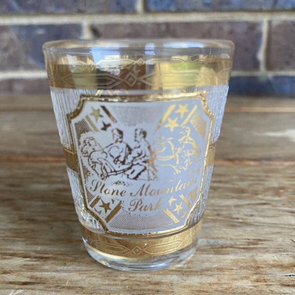 Vintage Culver Shot Glass Stone Mountain Park 22K Frosted Souvenir - Picture 1 of 6